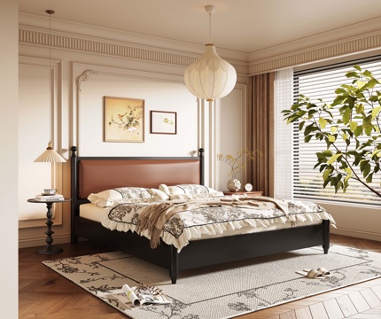 French Retro Style Bedroom Master Bedroom Second Bedroom Retro Chandelier Solid Wood Double Bed