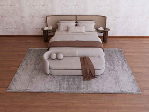 Bed combination Fabric bed Wooden bed