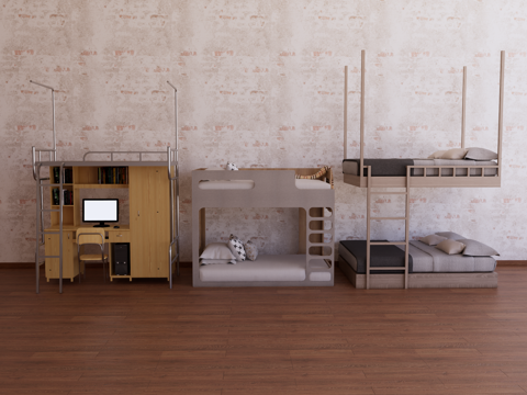 Bed combination Bed upper and lower bed Wooden bed Dormitory bed