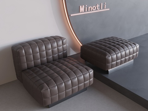 Italian Minimalist Leather Sofa Modular Sofa Checkerboard