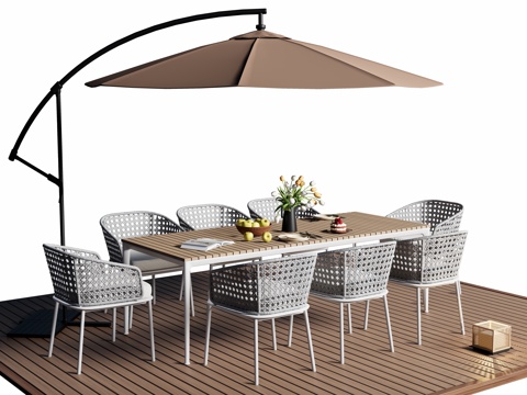 Modern Outdoor Table and Chair Outdoor Dining Table and Chair Outdoor Leisure Table and Chair Rattan Chair Sunshade Umbrella