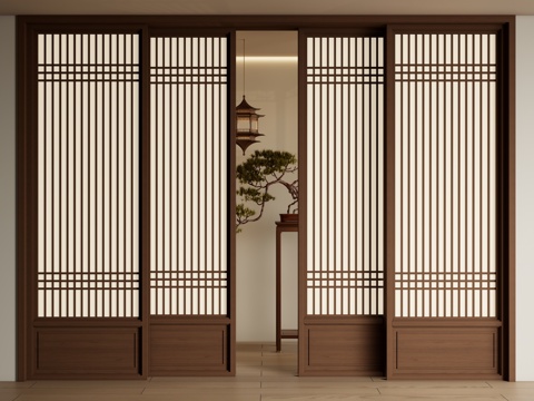 New Chinese-style sliding door multi-link sliding door grille door