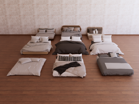 Bed combination Fabric bed Wooden bed