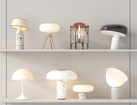 Modern Cream Style Table Lamp Combination Marble Mushroom Table Lamp Glass Table Lamp