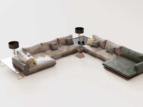 Italian Affordable Luxury Style Multiplayer Sofa