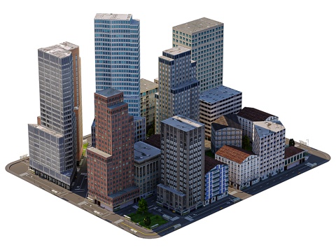 Low Polygon Model of City Block