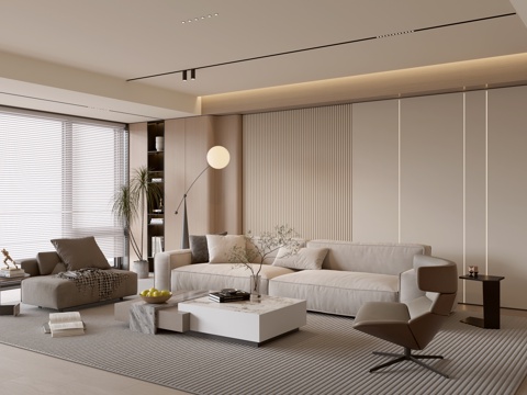 Modern Cream Style Living Room Affordable Luxury Style TV Wall Combination Coffee Table Sofa Background Wall