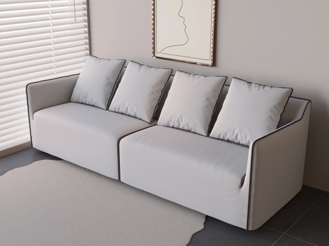 Cream style multi-person sofa in-line fabric soft bag sofa