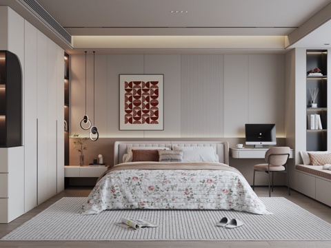 Modern Minimalist Home Bedroom No Master Lamp Bedroom Master Bedroom Second Bedroom Bay Window Bedroom Double Bed