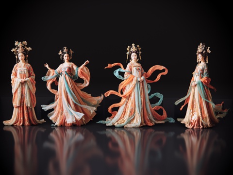 2D Ancient Costume Beauty Classical Beauty Ancient Costume Figure Dressing Beauty Tang Dynasty Dressing Costume