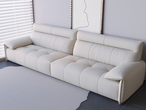 Cream style multi-person sofa in-line module soft bag sofa