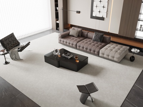 Modern minimalist living room sofa coffee table Sectional Sofa Wall