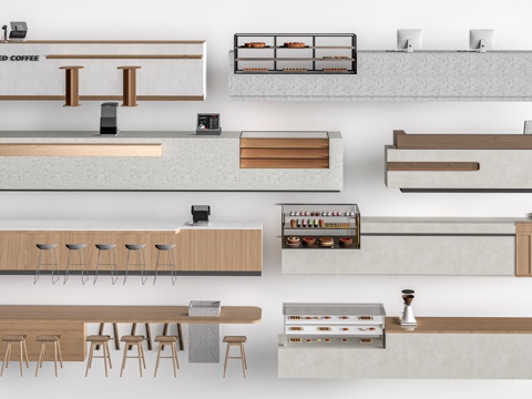 Modern dessert shop cashier console milk tea shop bar tables and chairs