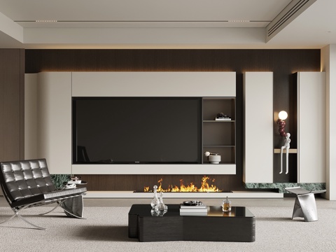 Living room modern minimalist living room TV Wall