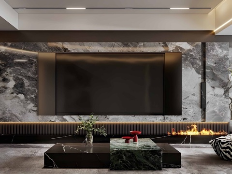 Modern Affordable Luxury Style Wall Rock TV Background Wall Marble TV Background Wall TV Background Wall