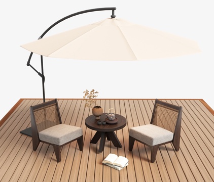 Outdoor Rattan Lounge Chair Side Umbrella