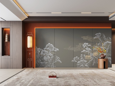 Zen new Chinese living room sofa Wall