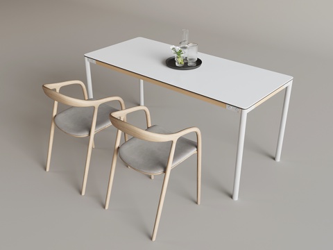 Nordic Cream Style Dining Table and Chair Solid Wood Backrest Armchair