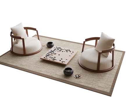 Modern Balcony Coffee Table and Chair Chessboard Carpet Tea Chair