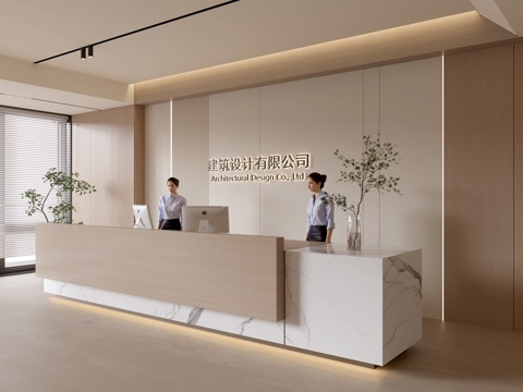 Modern Company Reception Area Bar Reception Desk