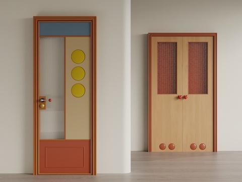 Modern Single Door Memphis Single Door Swing Door Cartoon Door