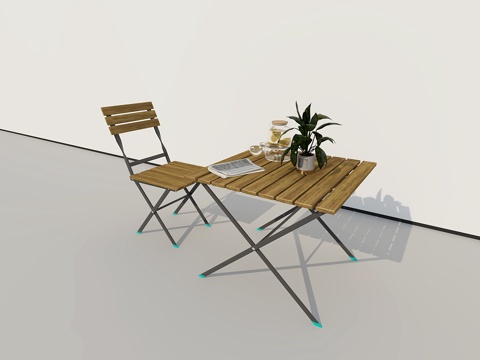 Modern industrial outdoor table and chair combination