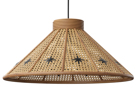 New Chinese Roseandgrey Rattan Chandelier