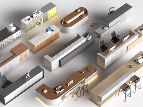 Modern cashier counter, bar counter, reception desk, front desk