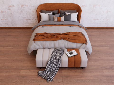 Bed combination Fabric bed Leather bed