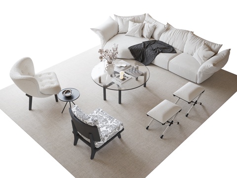 French Sofa Coffee Table Combination Petal Sofa Coffee Table Single Sofa