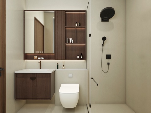 Neo-Chinese Style Toilet Song's Aesthetic Toilet Hidden Shower Bathroom Cabinet Wall-mounted Toilet