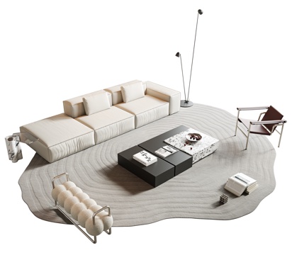 Italian Minimalist Sofa Coffee Table Combination Multi-Person Sofa Sofa Sectional Sofa In-line Sofa