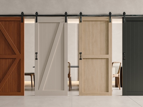 Middle Ancient Sliding Door Barn Door Hanging Rail Door Slide Rail Door Kitchen Barn Door Sliding Door