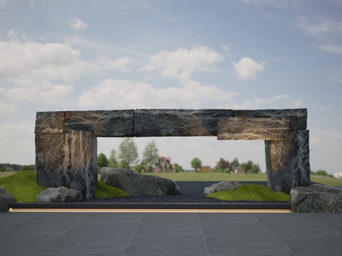 Modern landscape wall Black Mountain stone landscape wall landscape stone