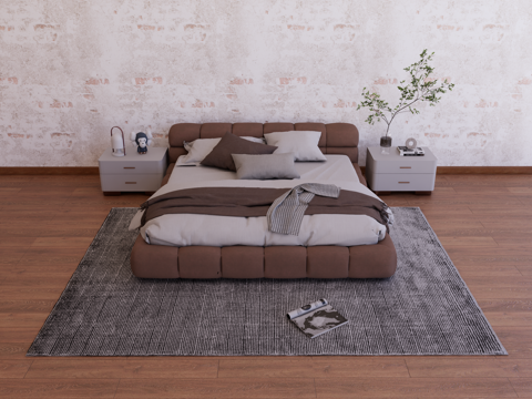 Bed combination Fabric bed Leather bed