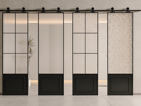 French Style Glass Barn Door Hanging Rail Glass Door Changhong Glass Door Frosted Glass Sliding Door