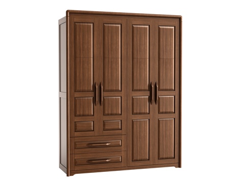 American-style four-door two-drawer wardrobe