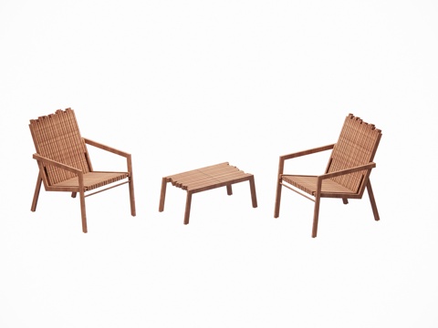 Modern Outdoor Courtyard Garden Dining Table and Chair Solid Wood Teak Coffee Table and Chair Coffee Table