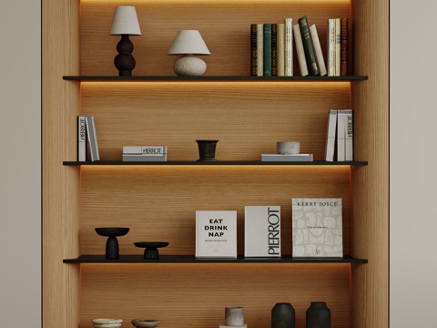 Modern bookcase ornaments