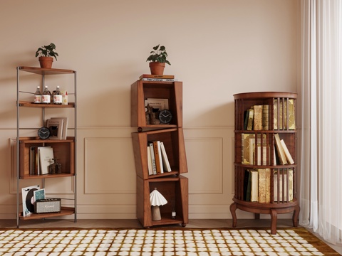 Vintage Bookshelf Storage Rack