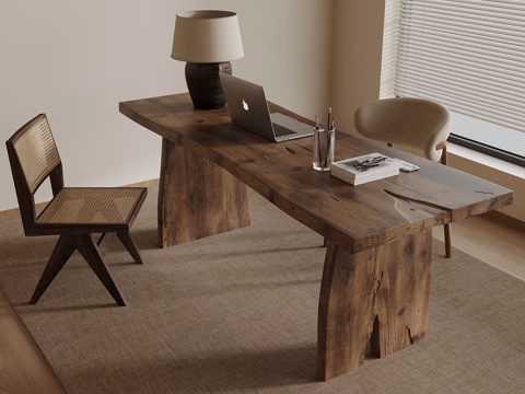 Wabi-sabi Style desk and chair computer desk lamp