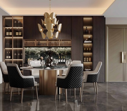 Italian Affordable Luxury Style Round Table DiningRoom Open Restaurant Light Luxury Sideboard Wine Cabinet Sideboard Italian Style