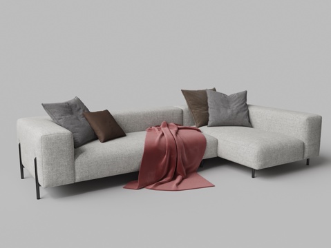 Modern fabric L-type multi-person sofa