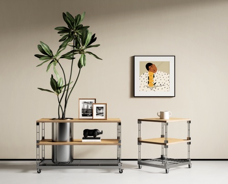 Modern Storage Rack Metal Side Table Optical Axis Aluminum Pot Trolley