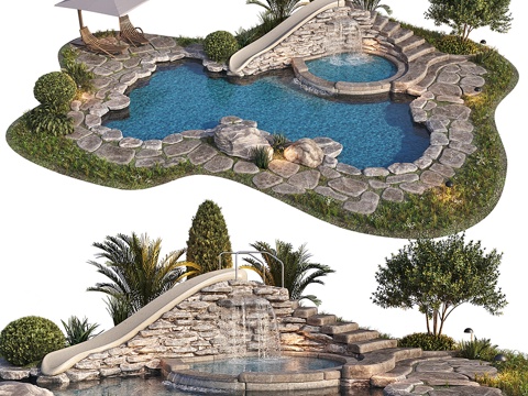 New Chinese Outdoor Natatorium Garden Landscape