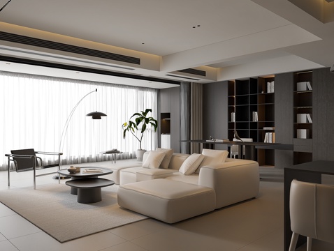 Italian Living Room Modern Living Room Minimalist Living Room Large Flat Floor Living Room Three-Person Sofa Combination Living Room