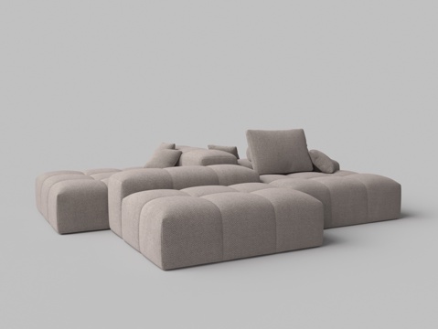 Modern fabric four-seat multi-person sofa