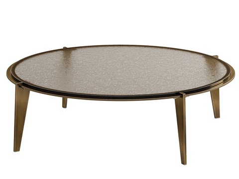 Modern Italian Glass Textured Round Coffee Table