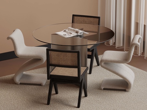 Cream Style dining table round dining table