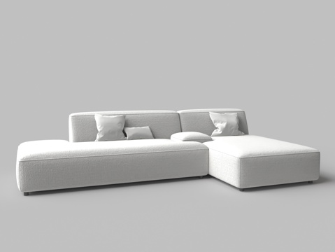 Modern Multiplayer L-shaped White Fabric Sofa